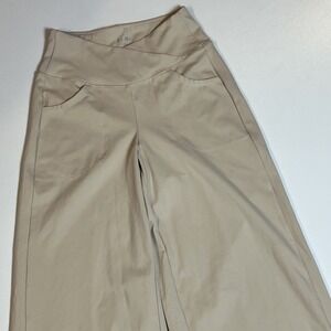 G4Free Wide Leg Yoga Pants Size XS Beige Soft Stretch Slit Leg Pocket Trousers